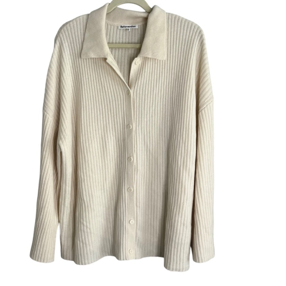 Reformation Cashmere Fantino Long Sleeve Knit Sweater Top Women's XL